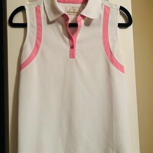 EP Pro White and Pink Sleeveless Polo Top